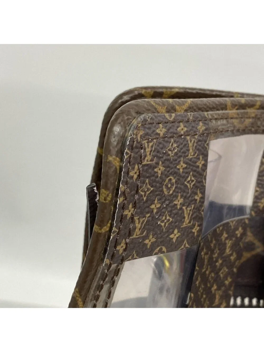 Louis Vuitton Handbag Monogram Chess Sac Plat Brown Clear 2-Way